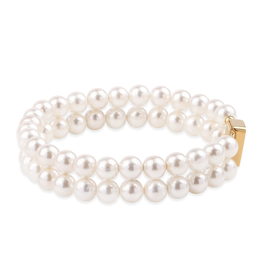 Pulsera de Plata Bañada en Oro con Perla blanca de agua dulce