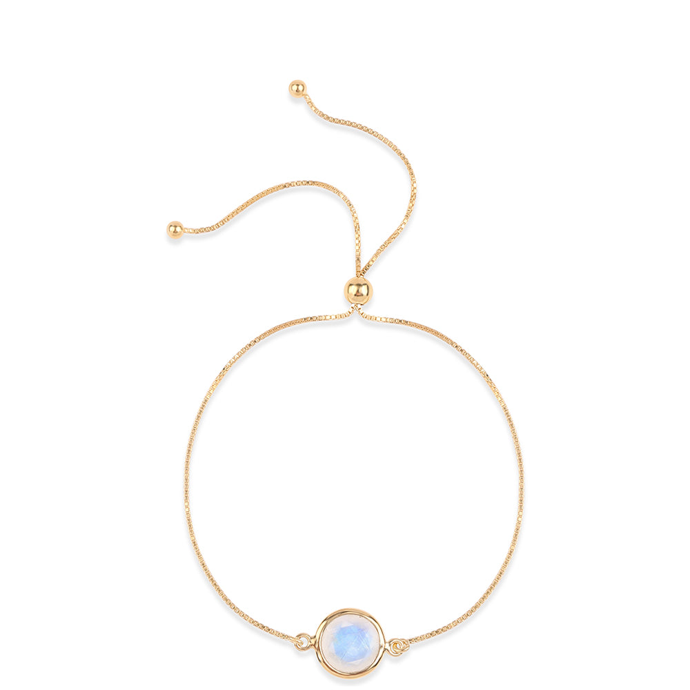 Pulsera de Plata Bañada en Oro con Piedra de Luna de arcoiris AA 1 