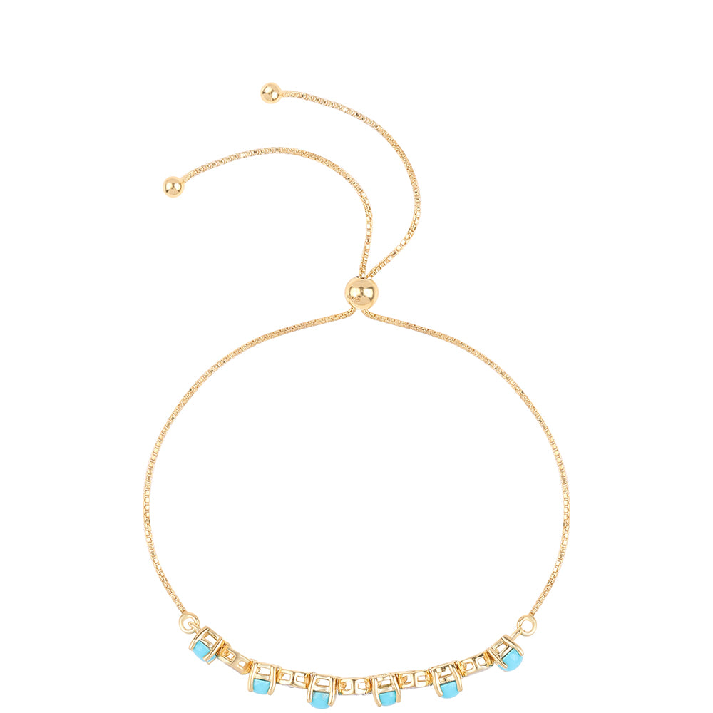 Pulsera de Plata Bañada en Oro con Turquesa Bella Durmiente y Topacio Blanco