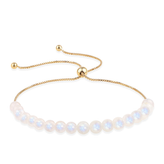 Pulsera de Plata Bañada en Oro con Piedra Lunar Arco Iris