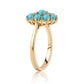 Anillo de Plata Bañada en Oro con Turquesa Bella Durmiente y Topacio Blanco