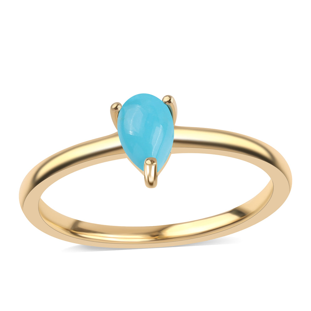 Anillo de Plata Bañada en Oro con Turquesa Bella Durmiente