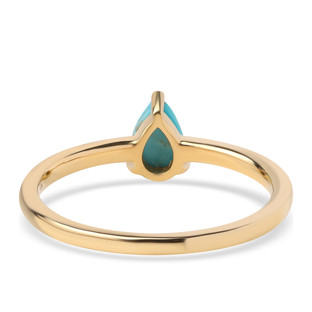 Anillo de Plata Bañada en Oro con Turquesa Bella Durmiente