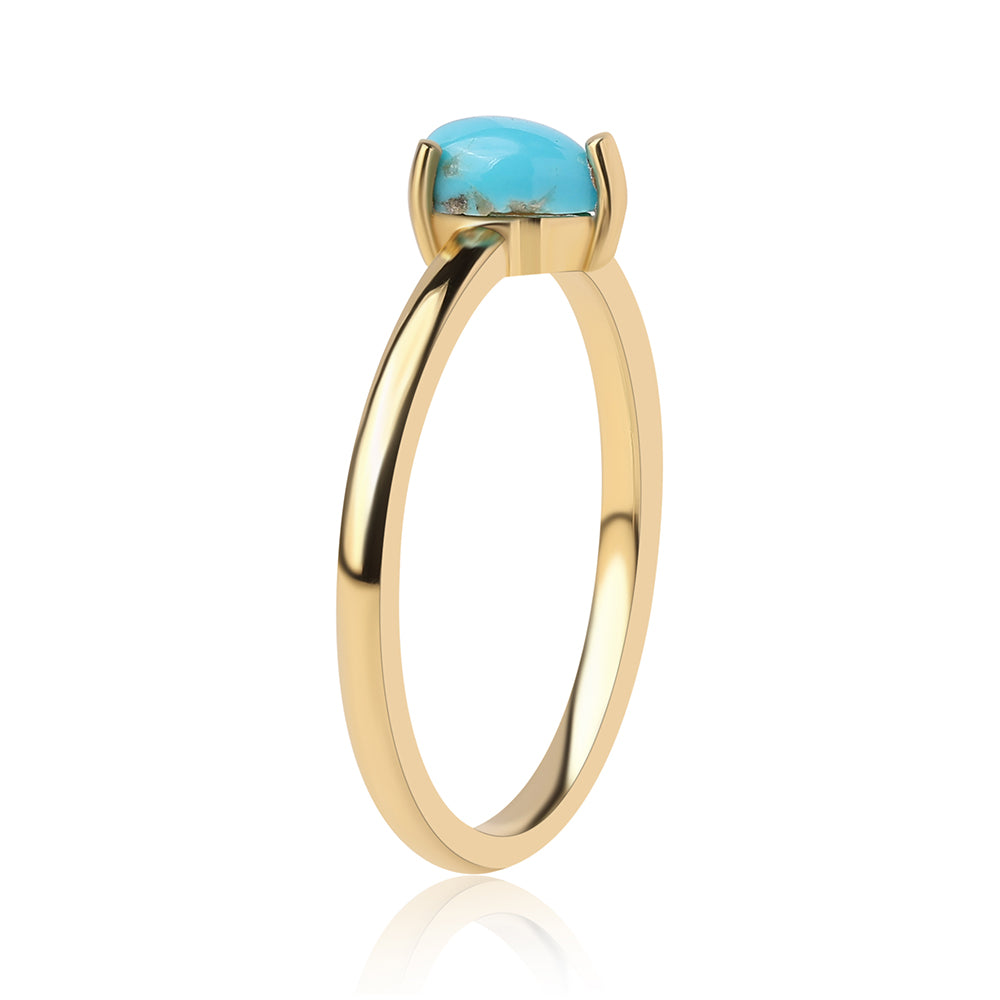 Anillo de Plata Bañada en Oro con Turquesa Bella Durmiente