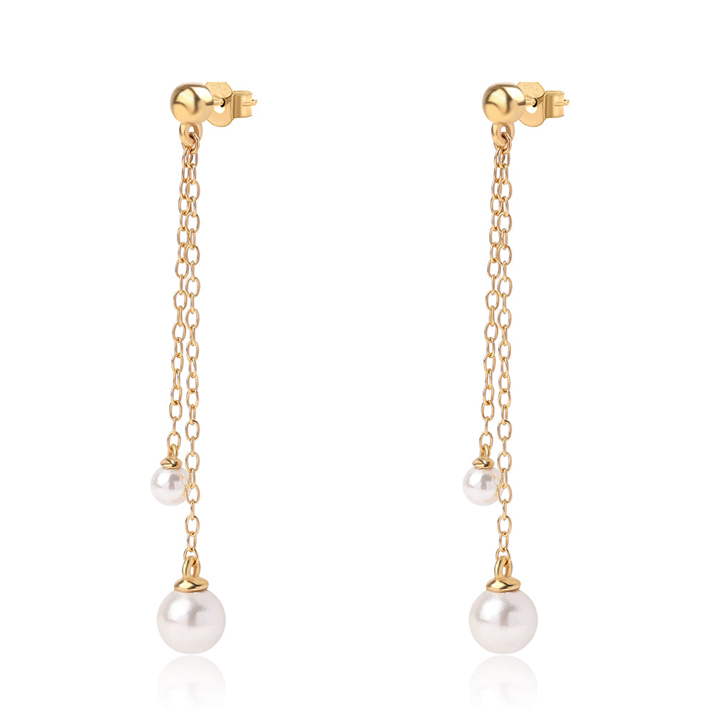 Pendientes de Plata Bañada en Oro con Perla blanca de agua dulce