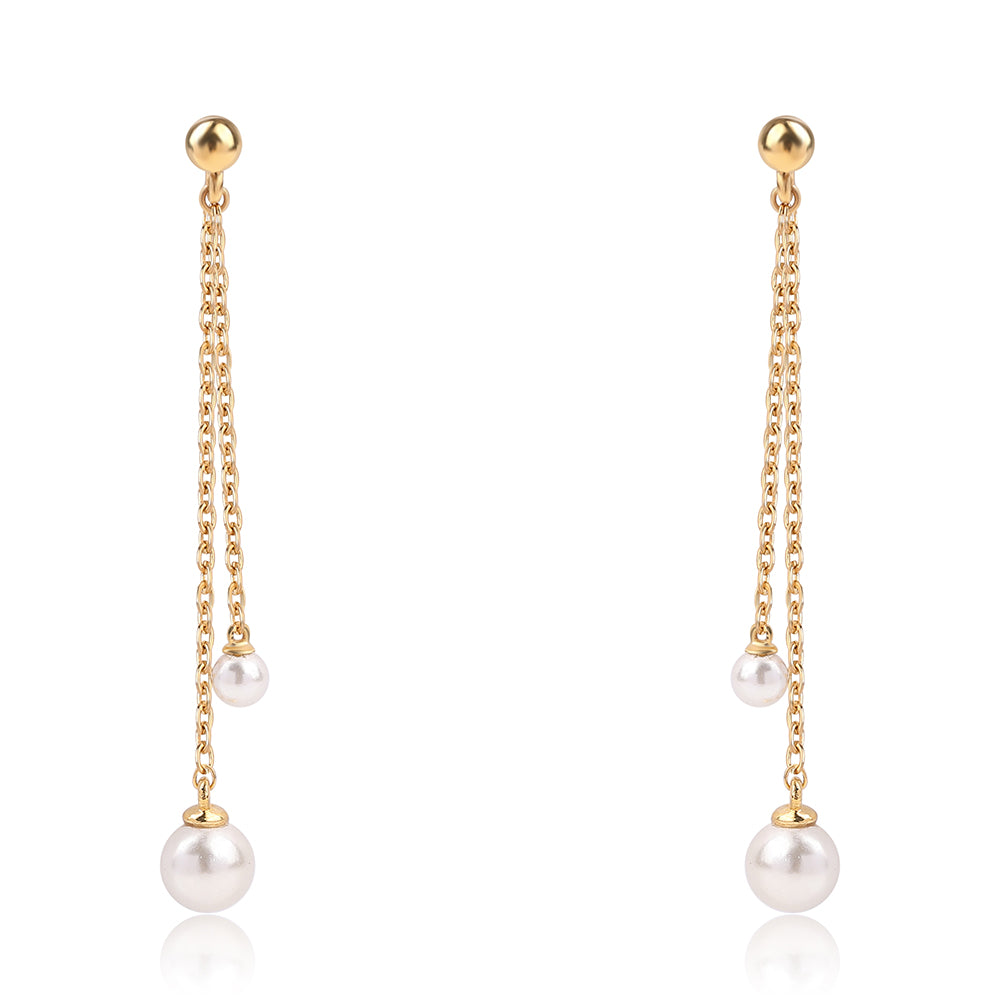 Pendientes de Plata Bañada en Oro con Perla blanca de agua dulce 3 