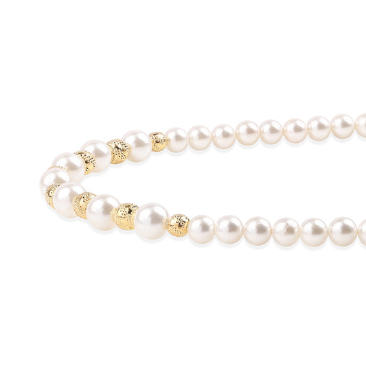 Collar de Plata Bañada en Oro con Perla blanca de agua dulce