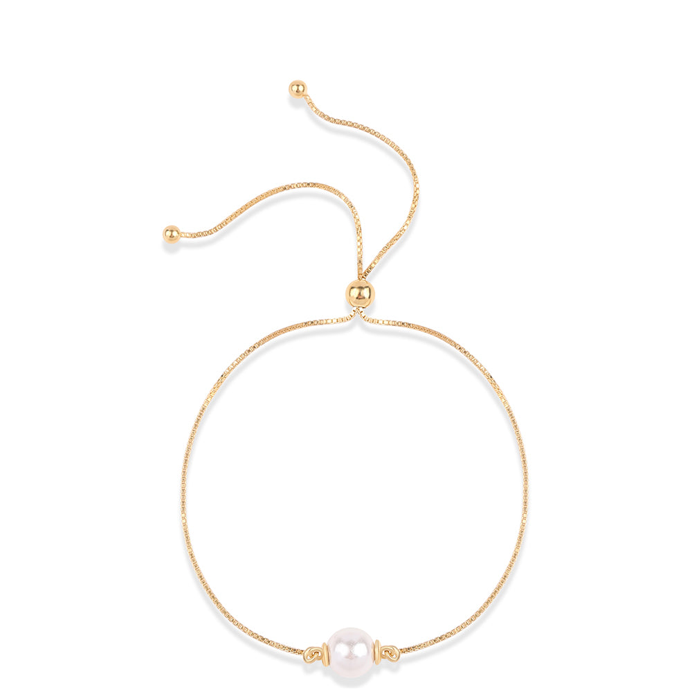 Pulsera de Plata Bañada en Oro con Perla blanca de agua dulce 2 