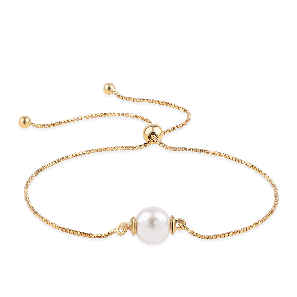 Pulsera de Plata Bañada en Oro con Perla blanca de agua dulce 1 
