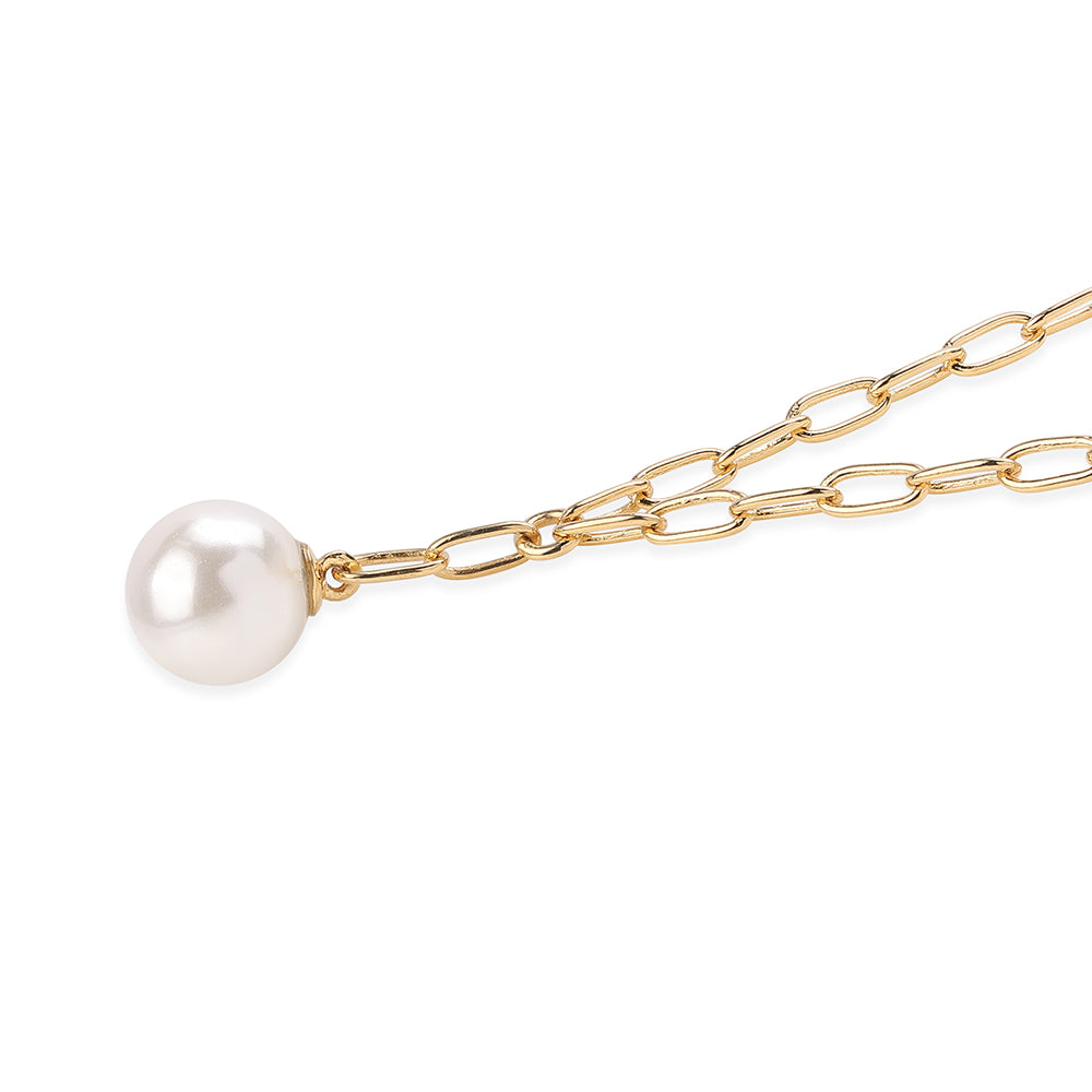 Collar de Plata Bañada en Oro con Perla blanca de agua dulce 1 
