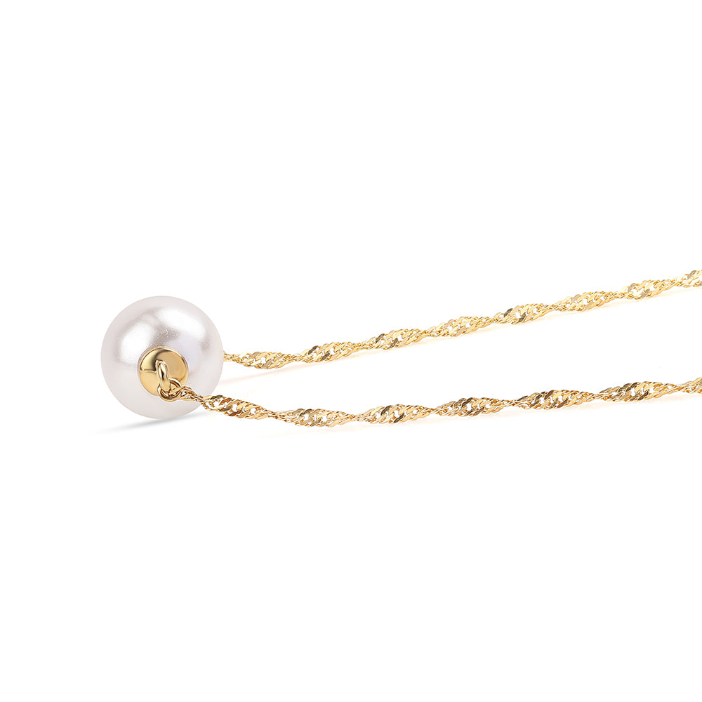 Collar de Plata Bañada en Oro con Perla blanca de agua dulce