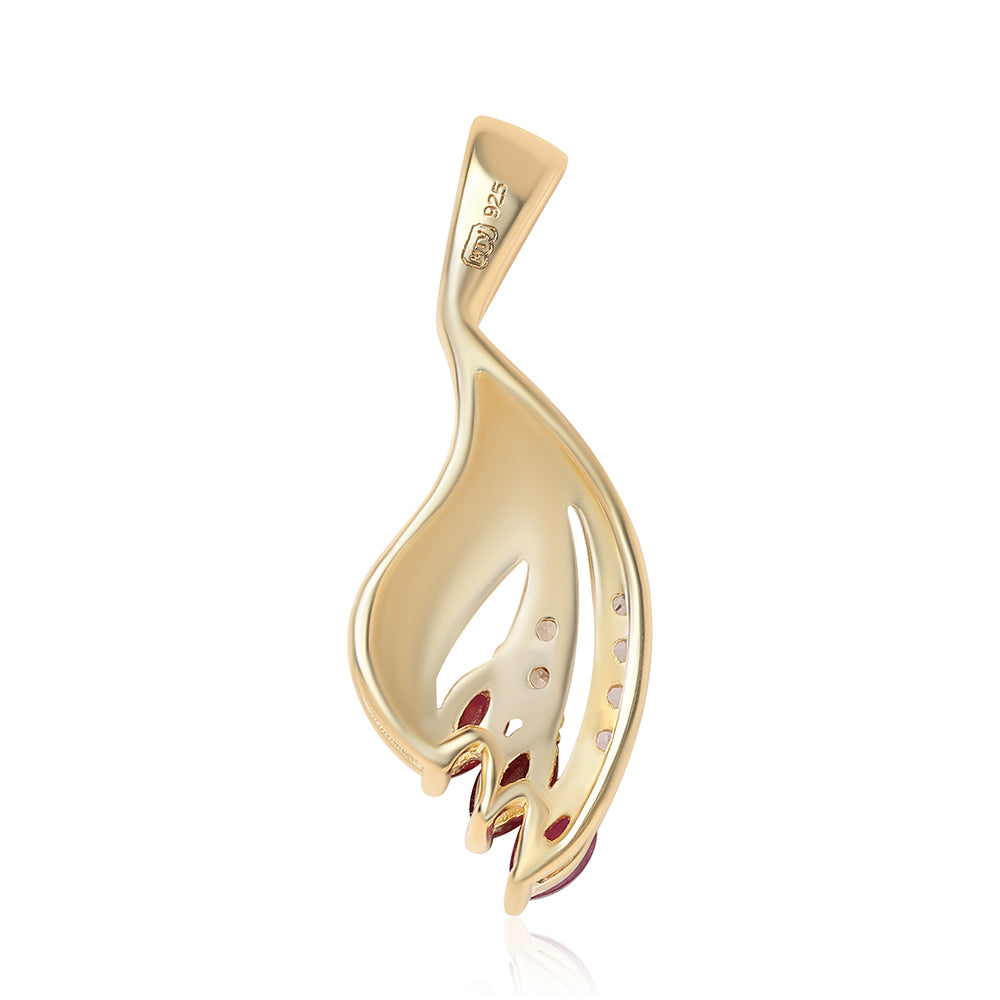Colgante de Plata Bañada en Oro con Rubí de Mozambique y Topacio Blanco 3 
