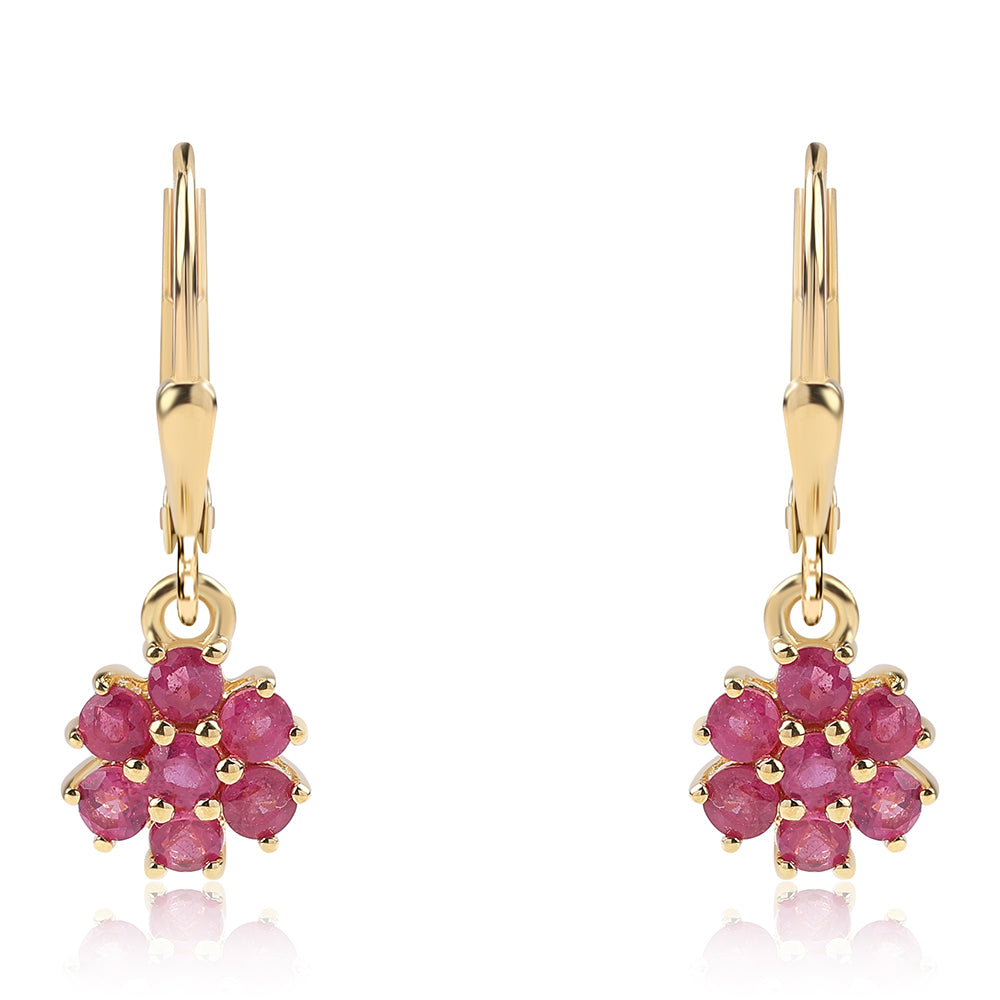 Pendientes de Plata Bañada en Oro con Rubí de Mozambique