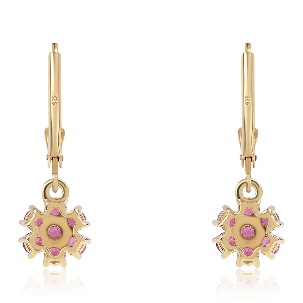 Pendientes de Plata Bañada en Oro con Rubí de Mozambique 3 