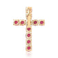 Cruz Colgante de Plata Bañada en Oro con Rubí de Mozambique