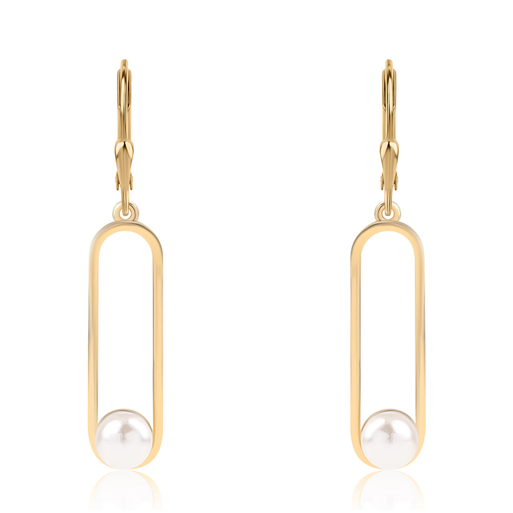 Pendientes de Plata Bañada en Oro con Perla blanca de agua dulce 2 