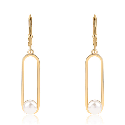 Pendientes de Plata Bañada en Oro con Perla blanca de agua dulce