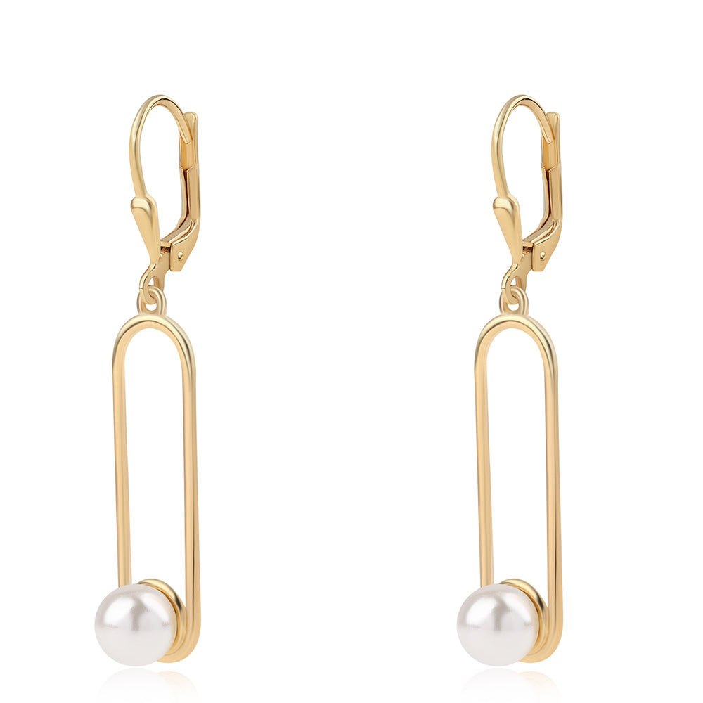 Pendientes de Plata Bañada en Oro con Perla blanca de agua dulce