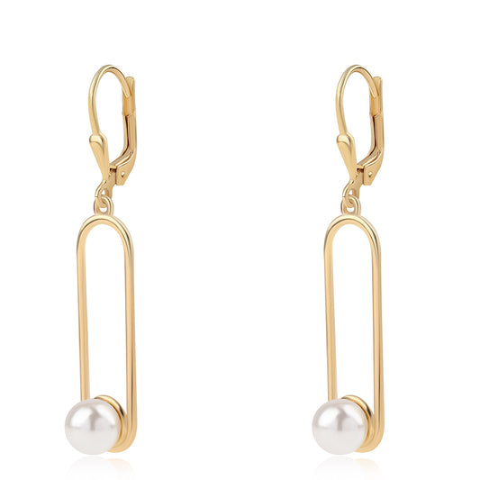 Pendientes de Plata Bañada en Oro con Perla blanca de agua dulce