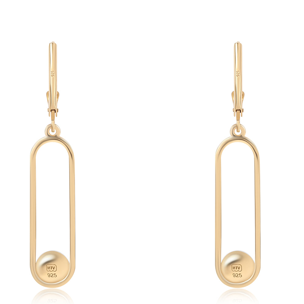 Pendientes de Plata Bañada en Oro con Perla blanca de agua dulce