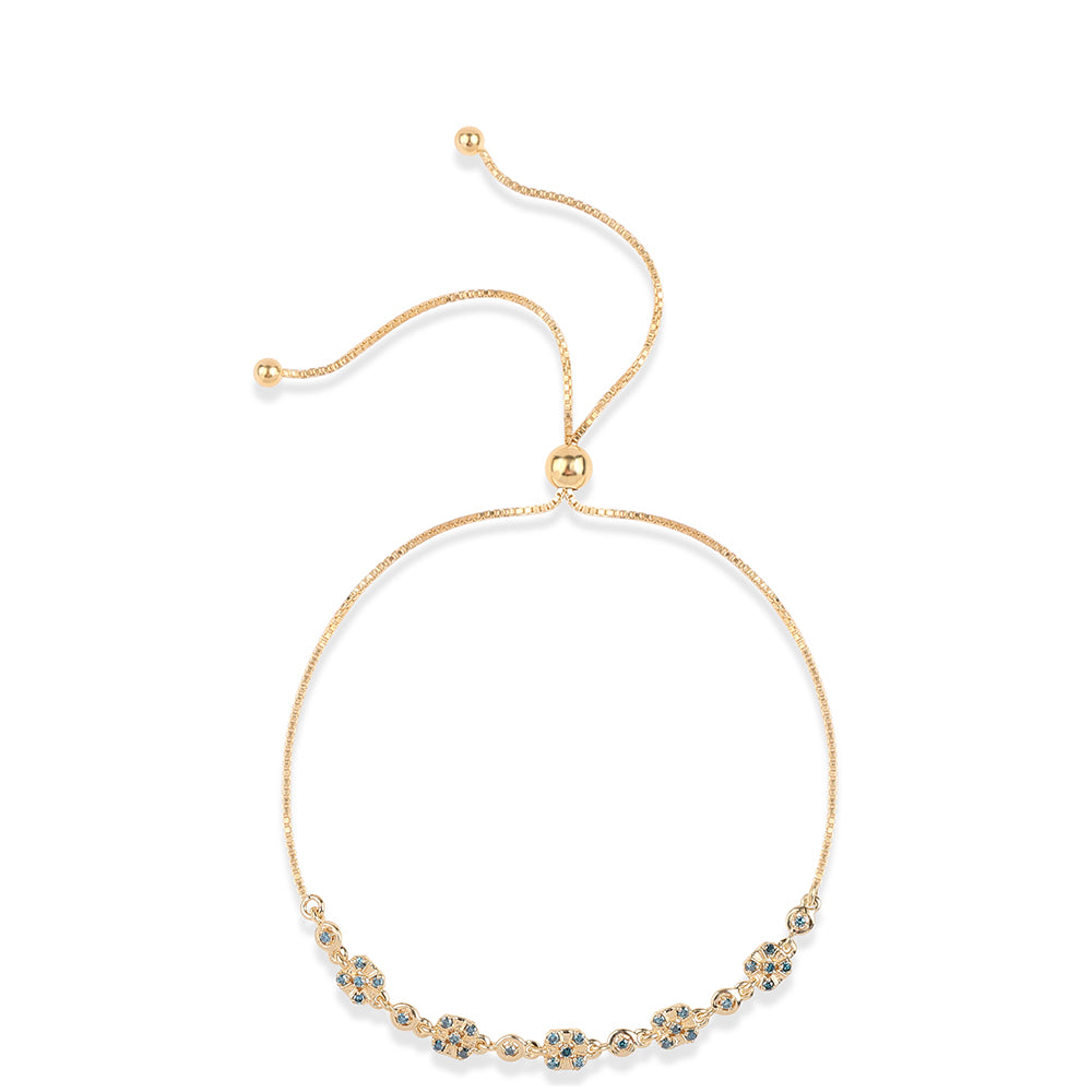 Pulsera de Plata Bañada en Oro con Diamante Azul