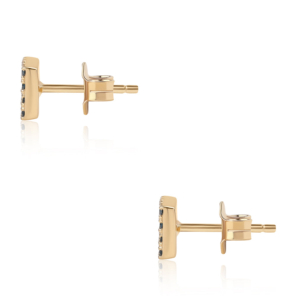 Pendientes de Plata Bañada en Oro con Diamante Azul