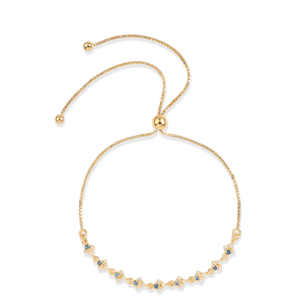 Pulsera de Plata Bañada en Oro con Diamante Azul y Diamante blanco