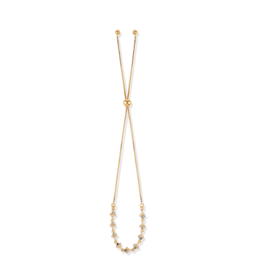 Pulsera de Plata Bañada en Oro con Diamante Azul y Diamante blanco 2 