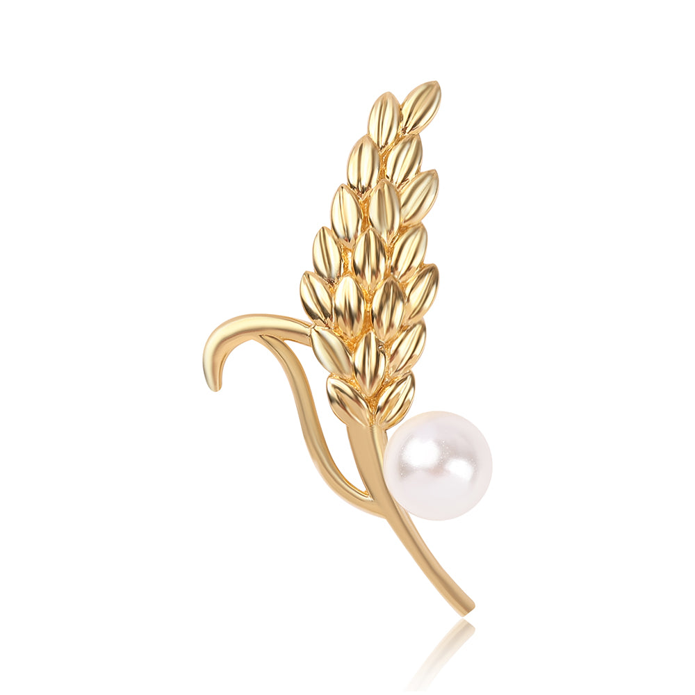 Broche de Plata Bañada en Oro con Perla blanca de agua dulce