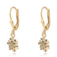 Pendientes de Plata Bañada en Oro con Diamante Azul