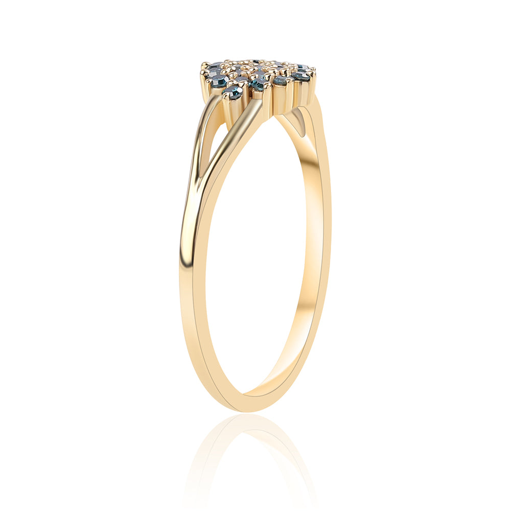 Anillo de Plata Bañada en Oro con Diamante Azul 2 