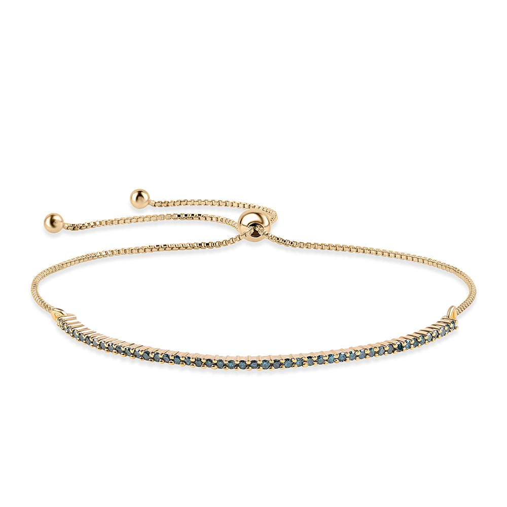 Pulsera de Plata Bañada en Oro con Diamante Azul