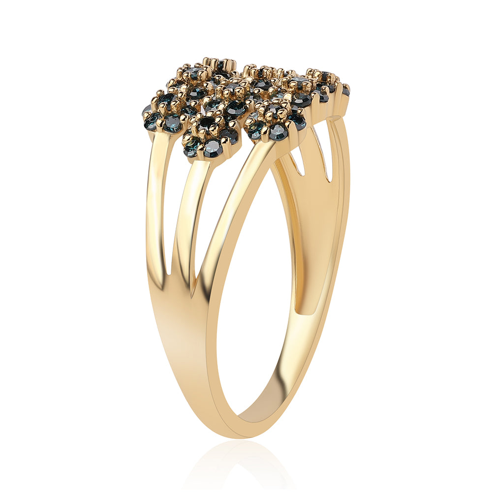 Anillo de Plata Bañada en Oro con Diamante Azul 3 