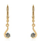 Pendientes de Plata Bañada en Oro con Diamante Azul