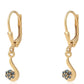 Pendientes de Plata Bañada en Oro con Diamante Azul