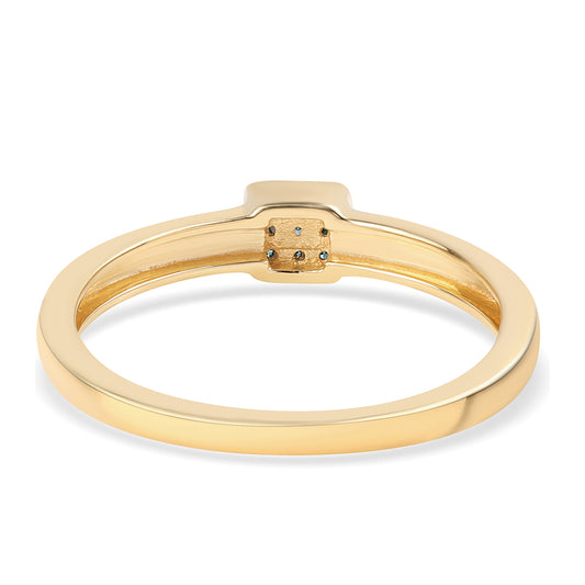 Anillo de Plata Bañada en Oro con Diamante Azul