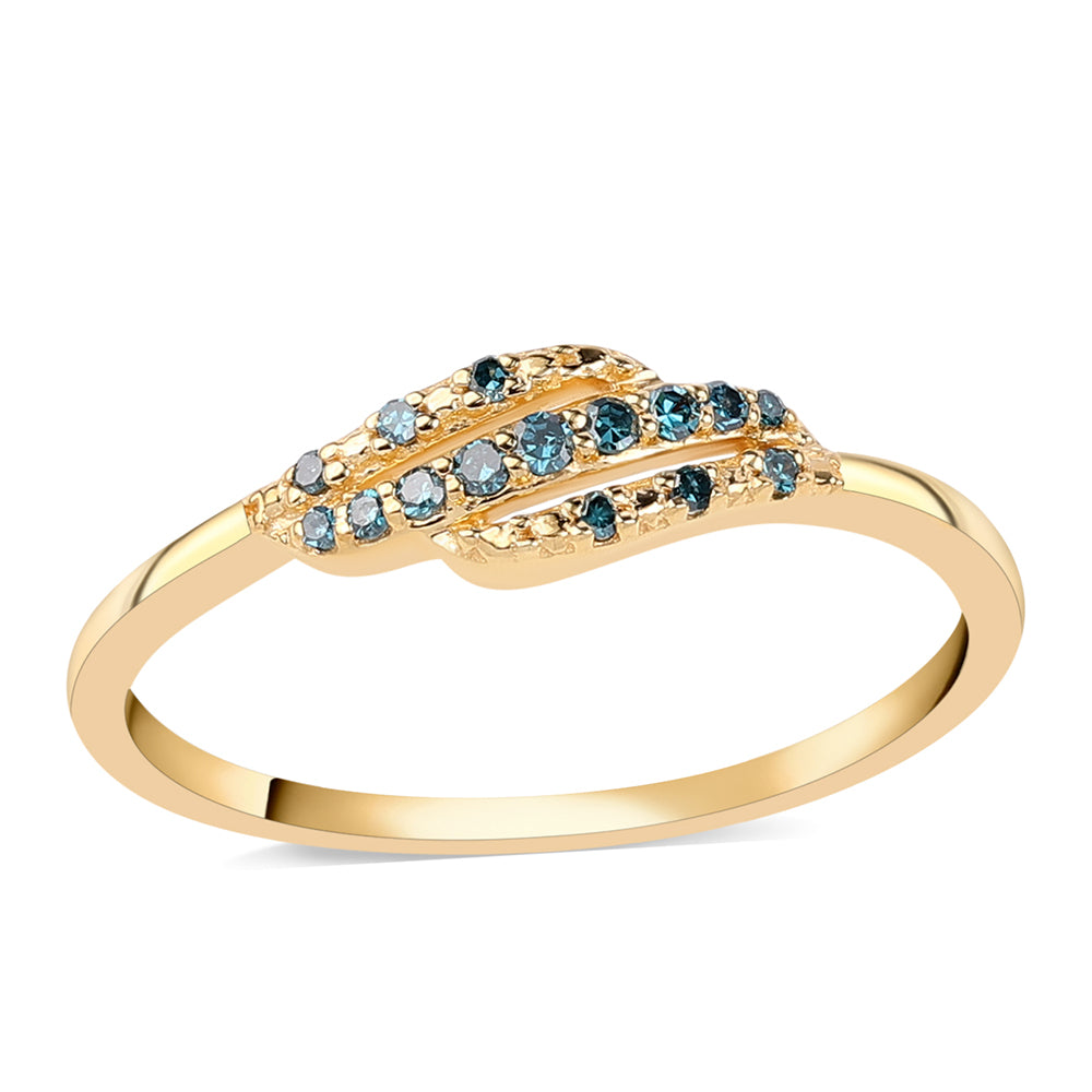 Anillo de Plata Bañada en Oro con Diamante Azul 1 
