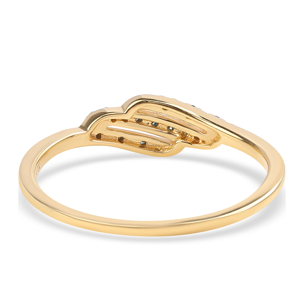 Anillo de Plata Bañada en Oro con Diamante Azul 2 