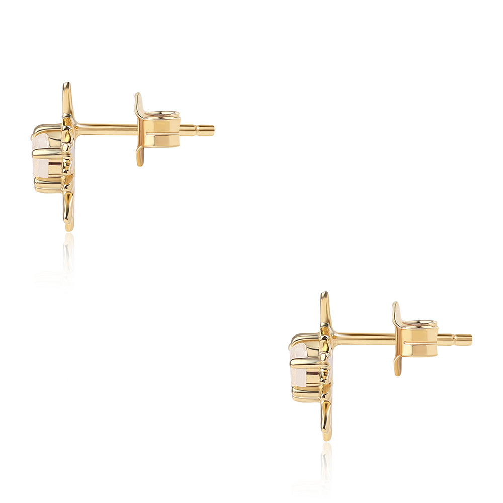 Pendientes de Plata Bañada en Oro con Piedra de Luna de arcoiris AA 3 