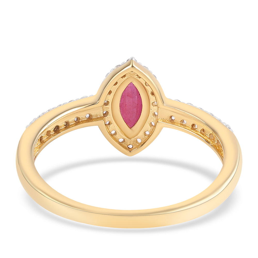 Anillo de Plata Bañada en Oro con Rubí de Mozambique y Topacio Blanco