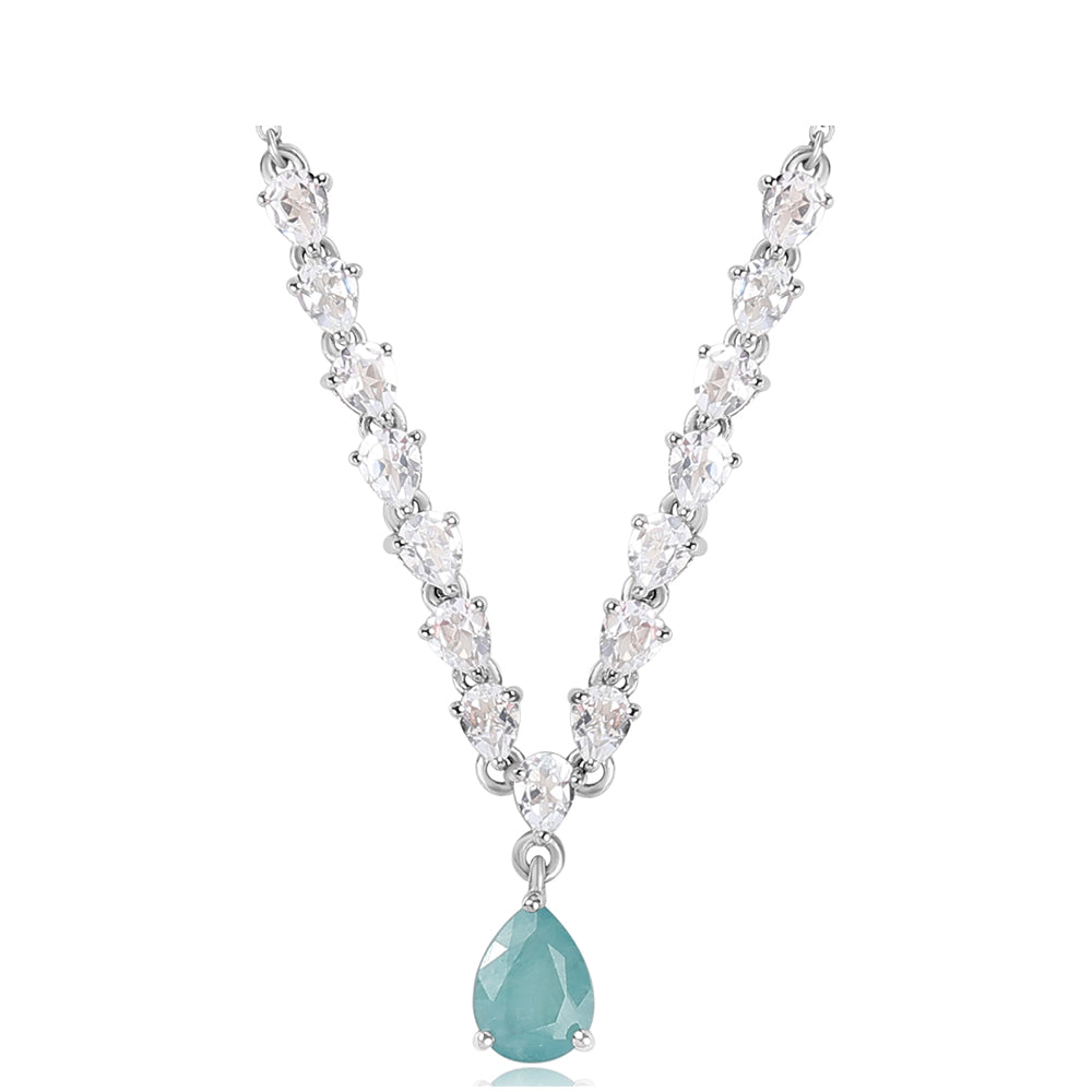 Collar de Plata con Grandidierita y Topacio Blanco 1 