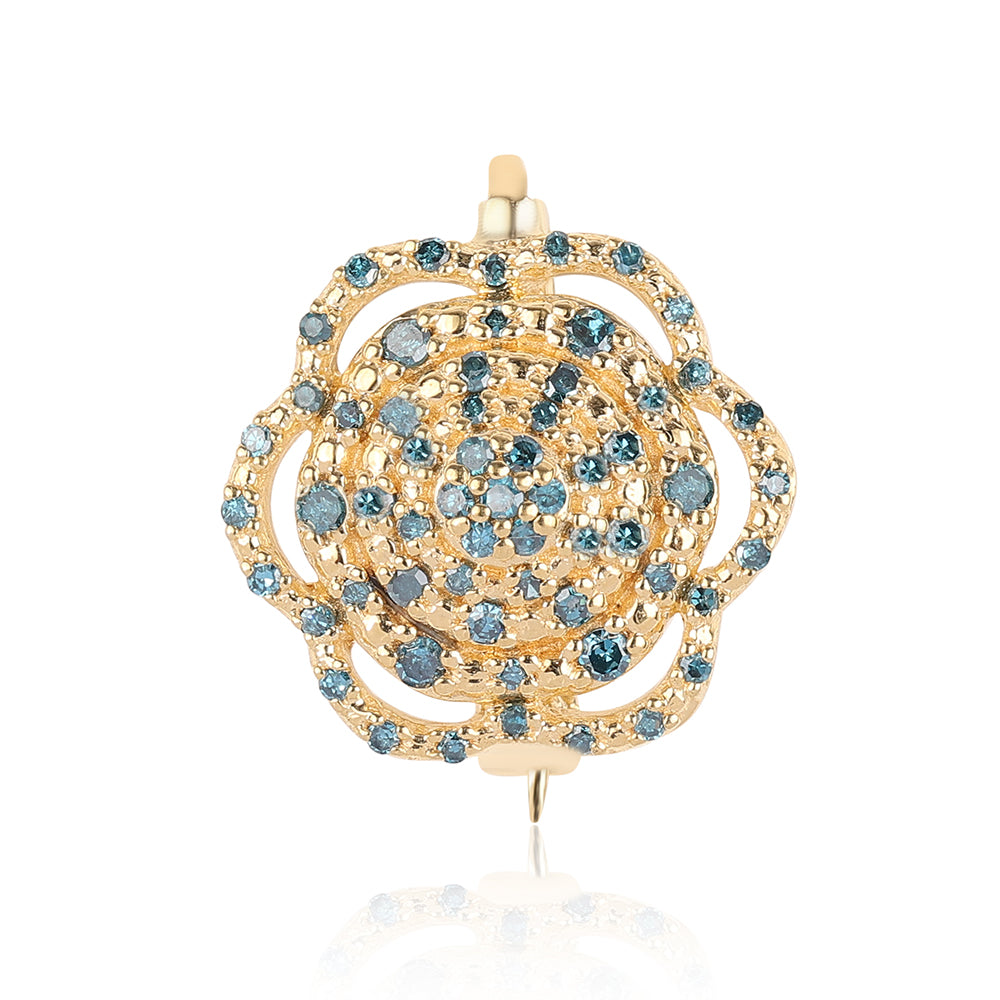 de Plata Bañada en Oro con Diamante Azul y Diamante blanco 1 