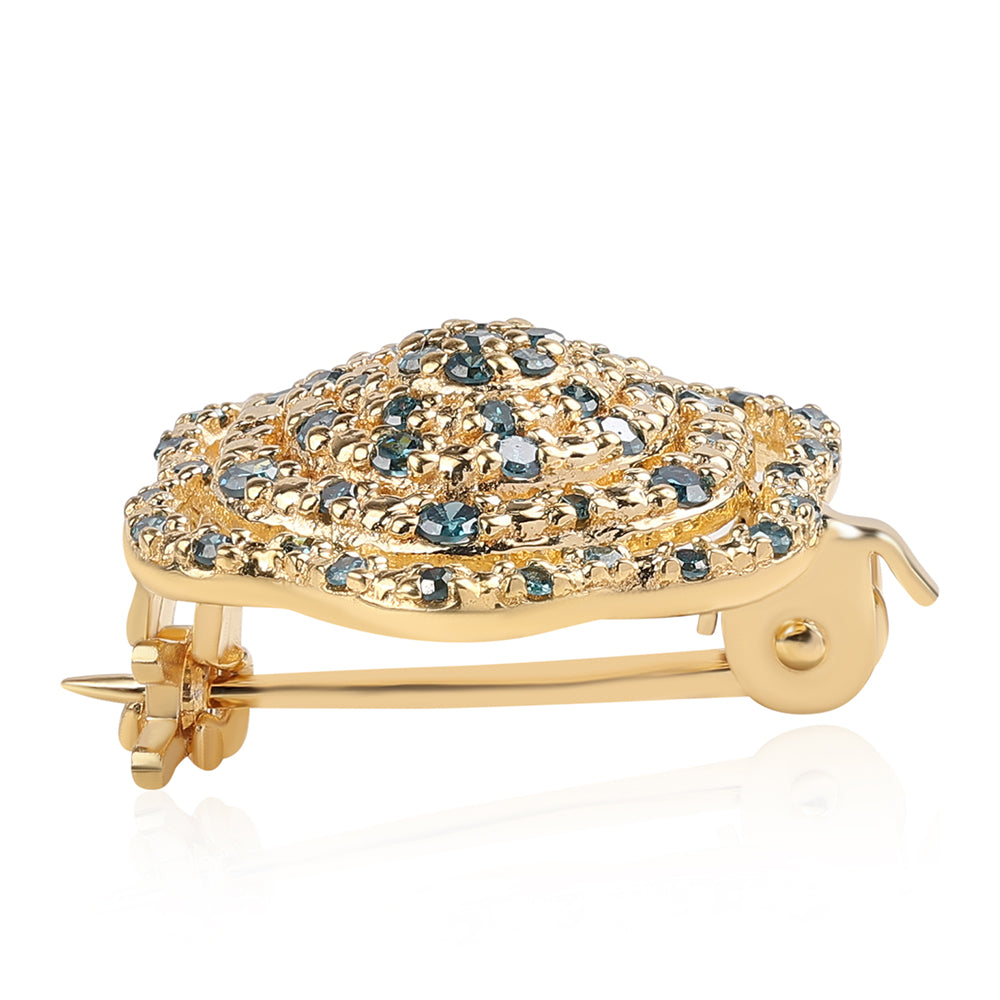 de Plata Bañada en Oro con Diamante Azul y Diamante blanco 2 