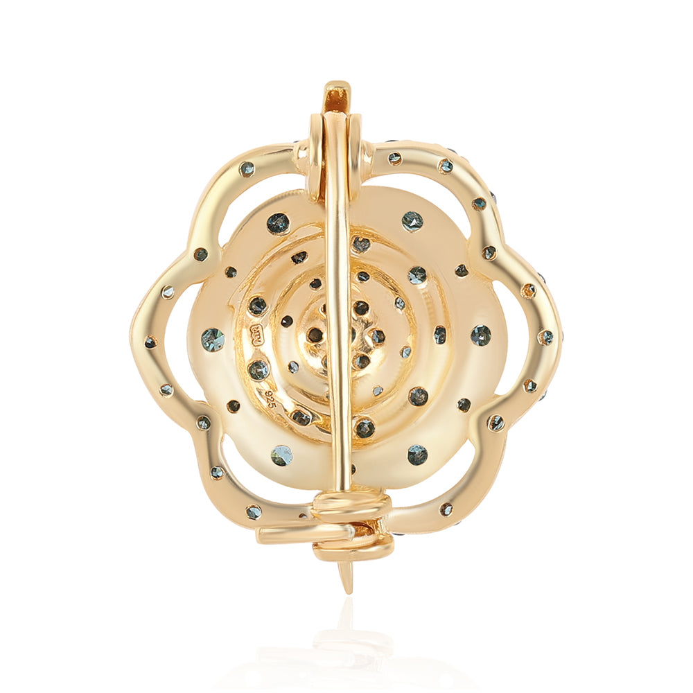 de Plata Bañada en Oro con Diamante Azul y Diamante blanco 3 