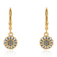 Pendientes de Plata Bañada en Oro con Diamante Azul