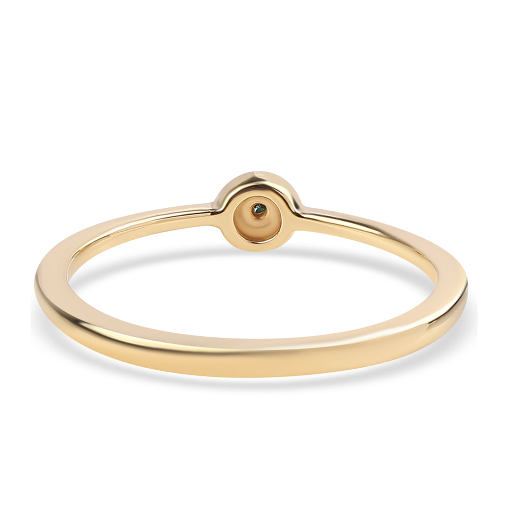 Anillo de Plata Bañada en Oro con Diamante Azul