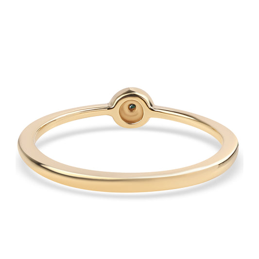 Anillo de Plata Bañada en Oro con Diamante Azul