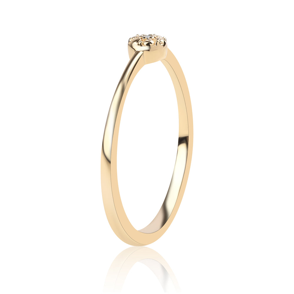 Anillo de Plata Bañada en Oro con Diamante Azul 3 