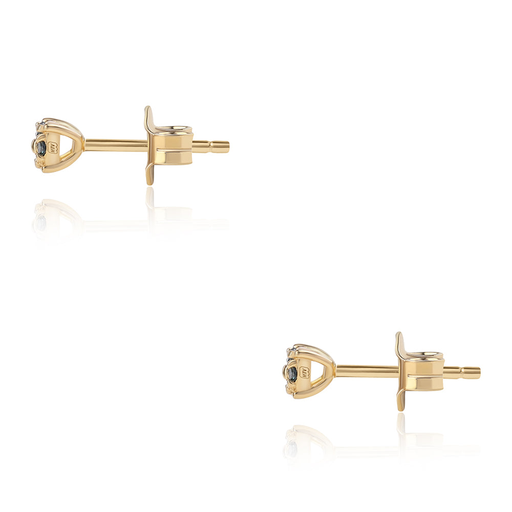 Pendientes de Plata Bañada en Oro con Diamante Azul