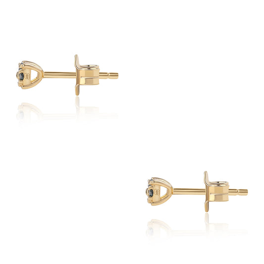 Pendientes de Plata Bañada en Oro con Diamante Azul